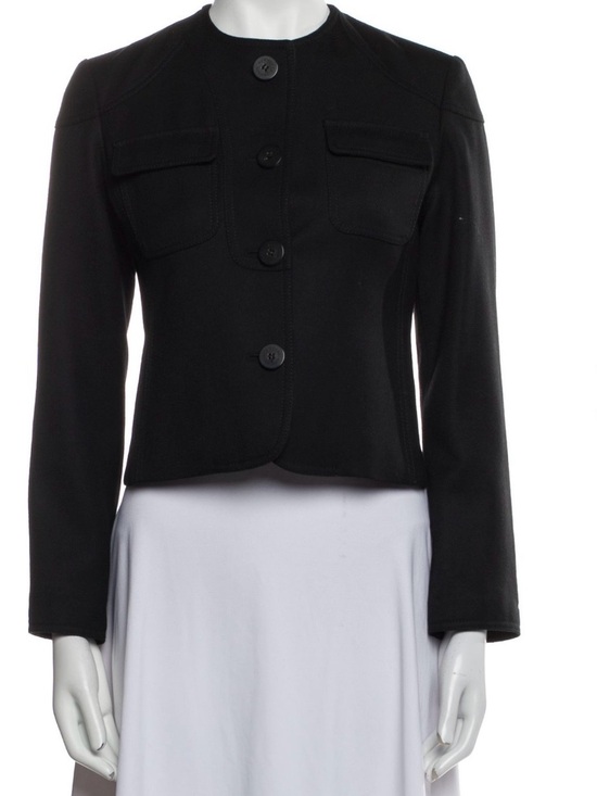Burberry Jackets & Blazers - Burberry Women's Black Cropped Button Front Blazer Jacket